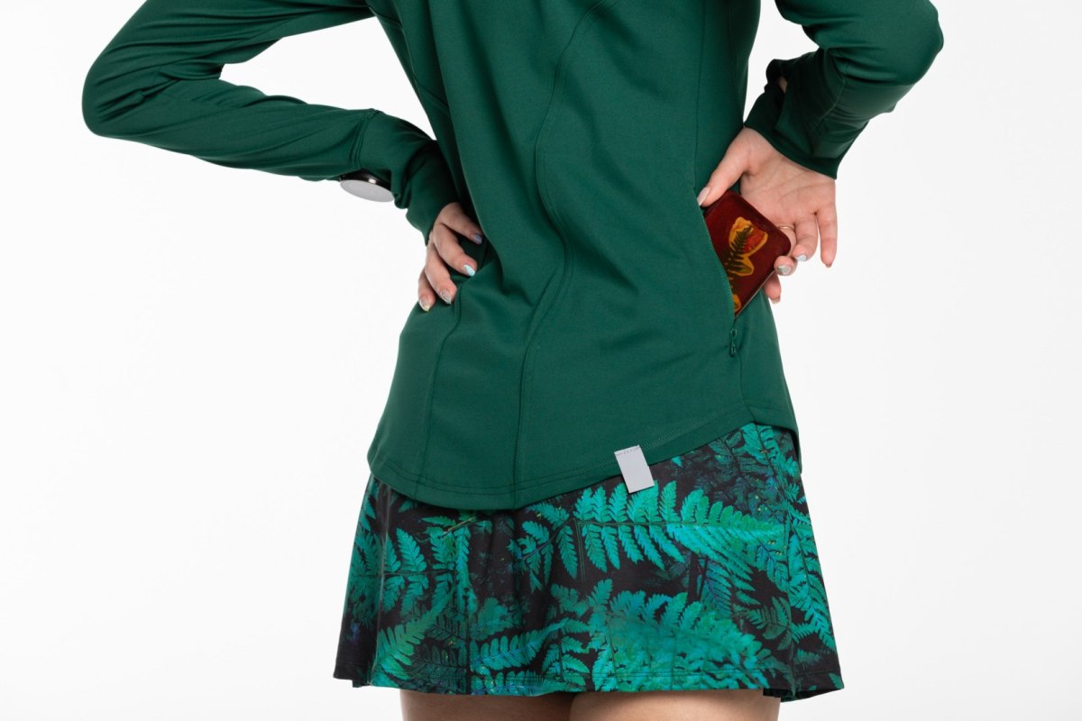 Bluza do Biegania ze stójką butelkowa zieleń (z recyklingu)